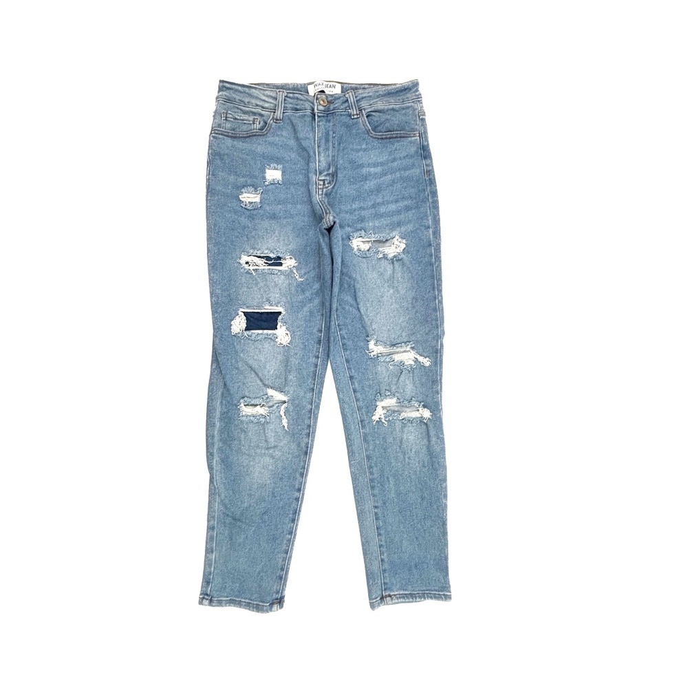 Wax Jean Distressed Skinny Women's size 7 Light Wash Blue Denim Jeans